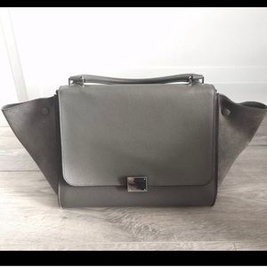 Auth Celine Trapeze Med Gray Calfskin + Dustbag